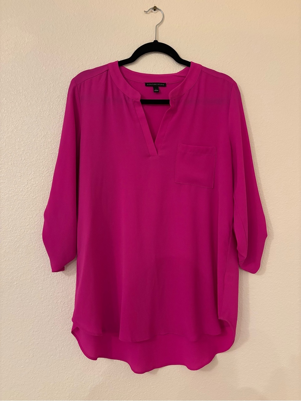 Signature Studio Fuchsia Split-Neck Pocket Tunic